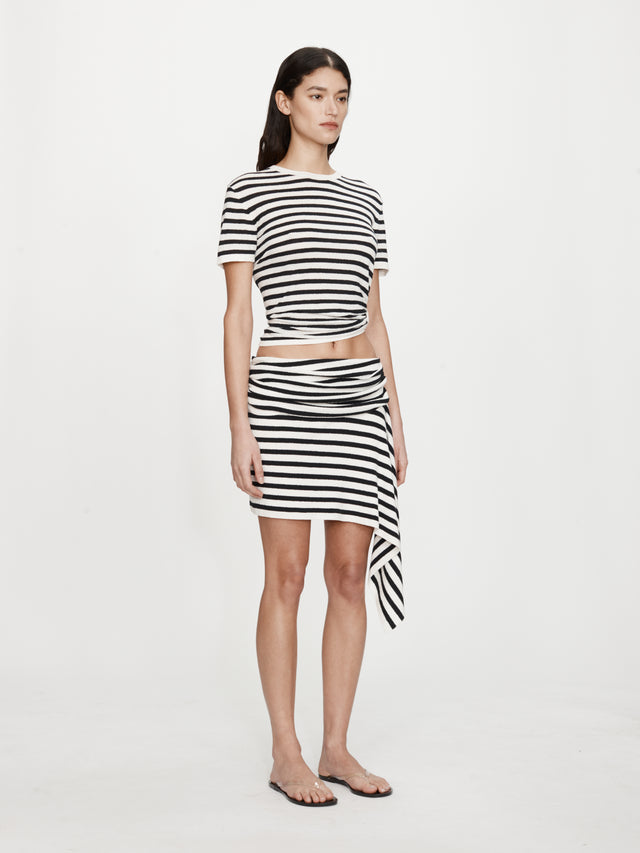 Stripe Knit Ruched Orbit Tee
