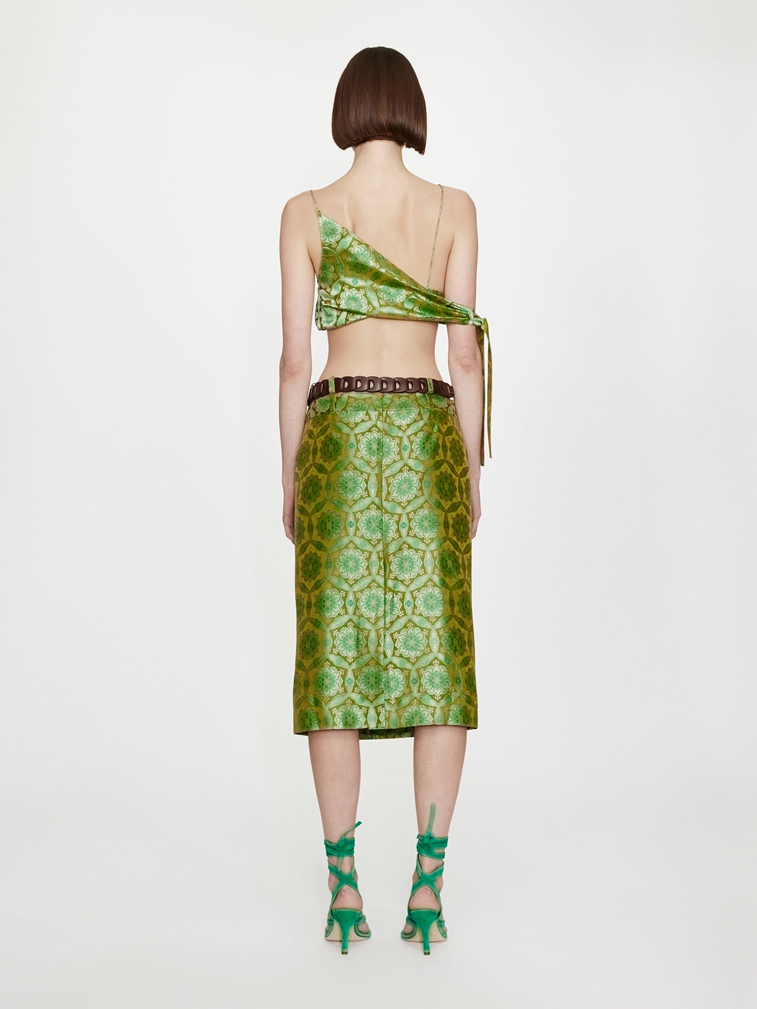 Palmira Leather Belted Midi Skirt