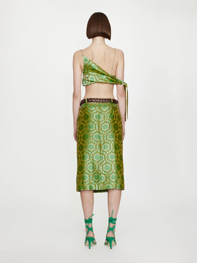 Palmira Leather Belted Midi Skirt