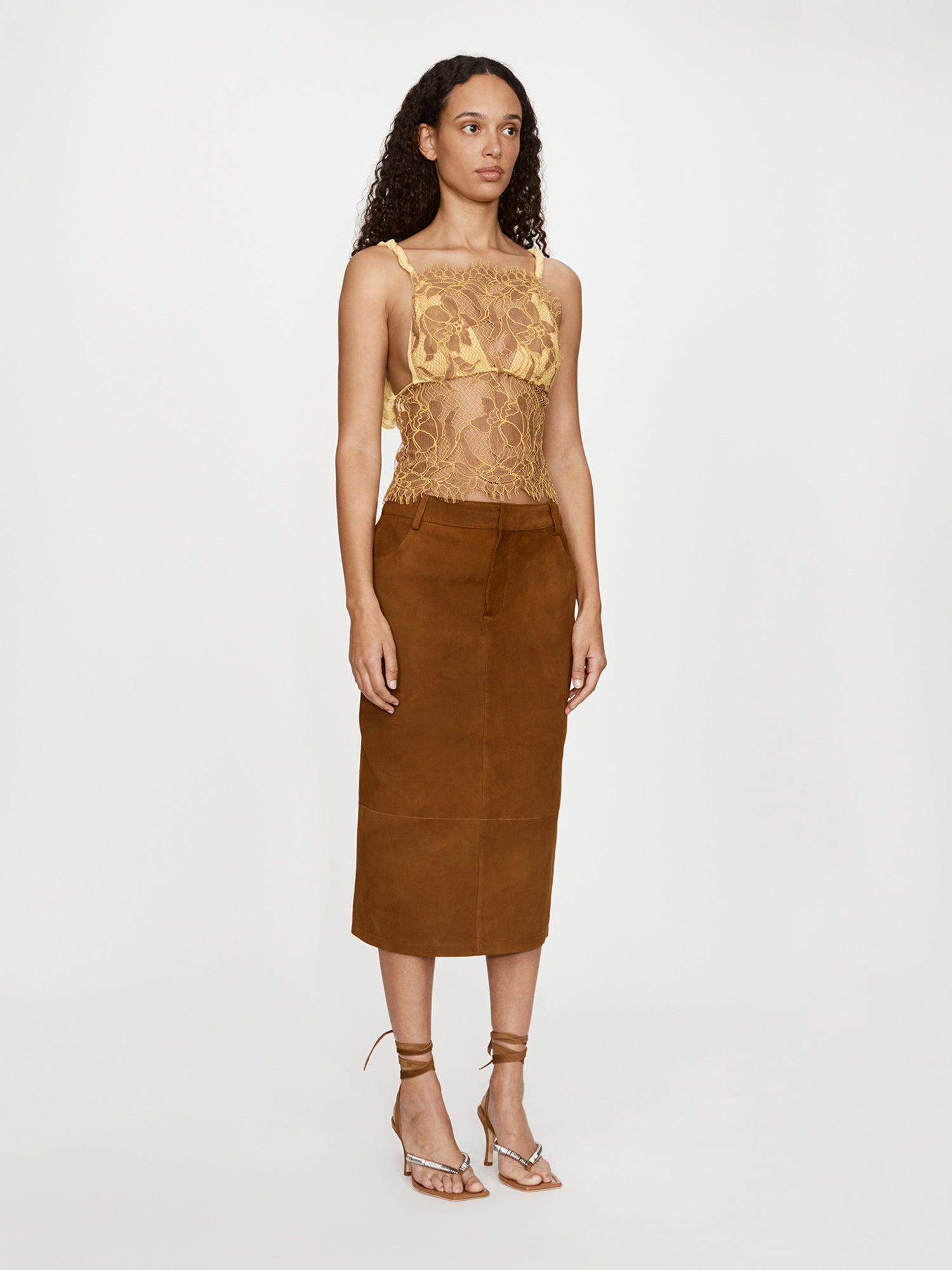 Aluna Lace Draped Silk Cami