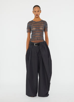 Cocoon Belted Taffeta Trouser