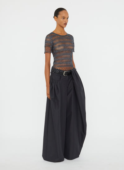Cocoon Belted Taffeta Trouser