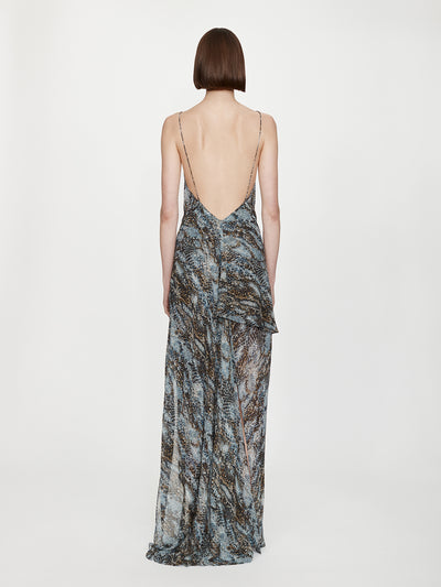 Cowl Hip Slip Print Dress