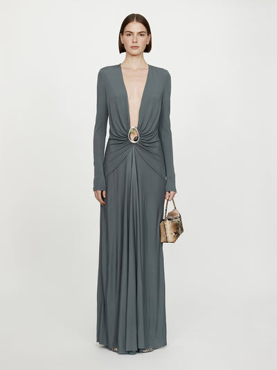 Orica Crystal Ruched Long Sleeve Dress