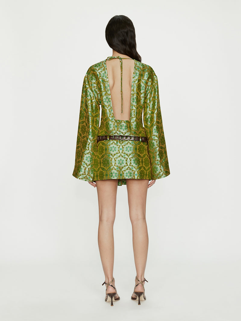 Palmira Leather Belted Long Sleeve Mini Dress - Image 3