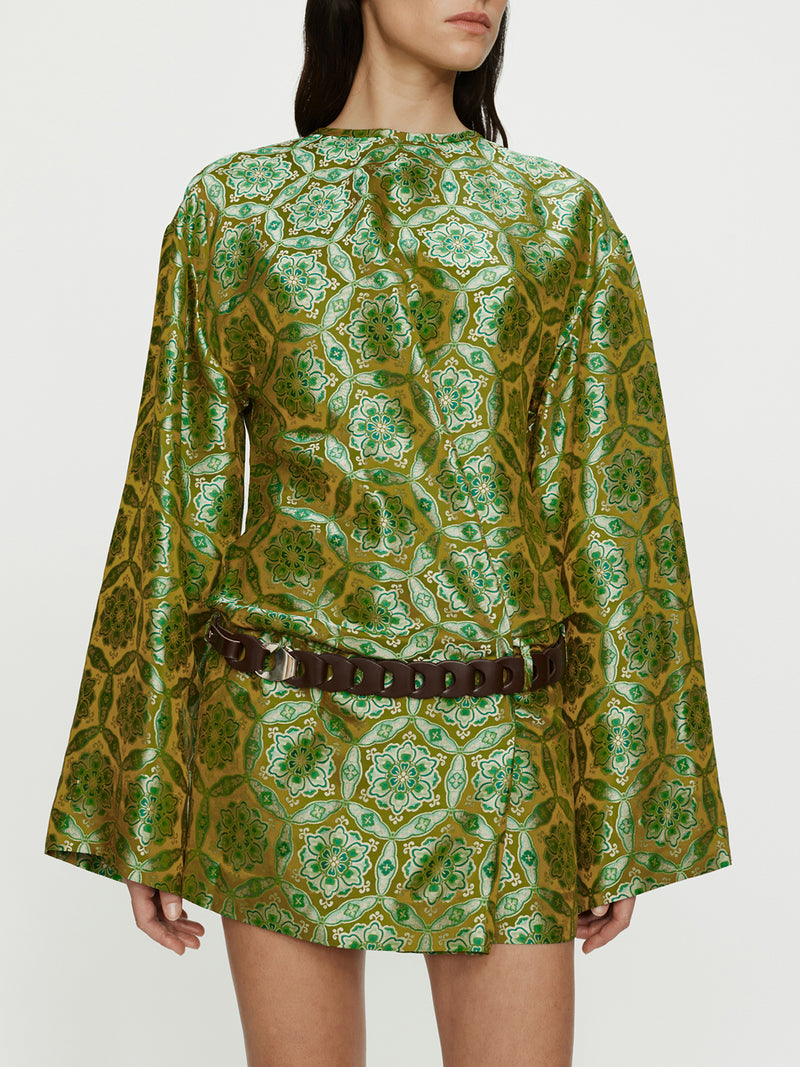 Palmira Leather Belted Long Sleeve Mini Dress - Image 2