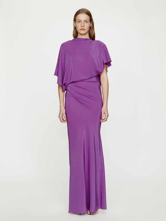 Backless Drape Satin Dress