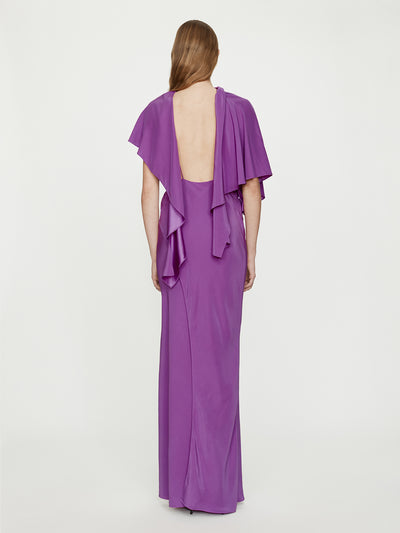 Backless Drape Satin Dress