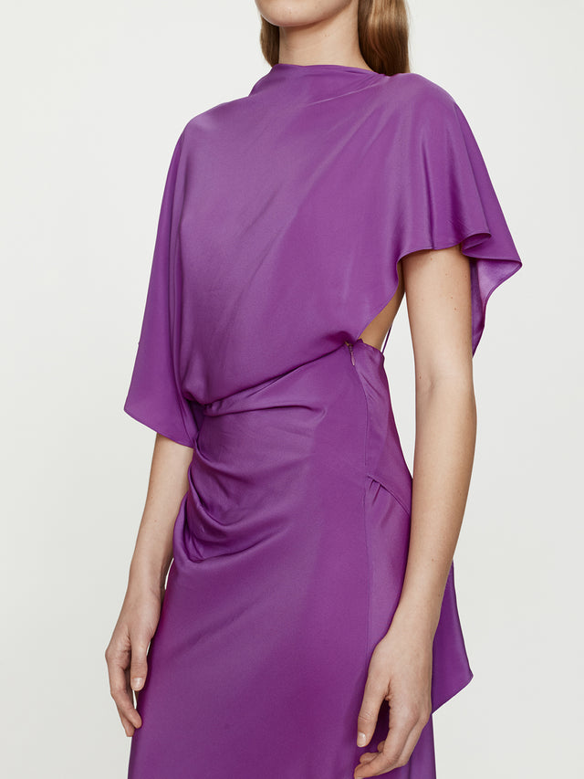Backless Drape Satin Dress