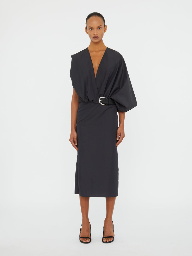 Swaddled Belted Taffeta Dress - Image 1