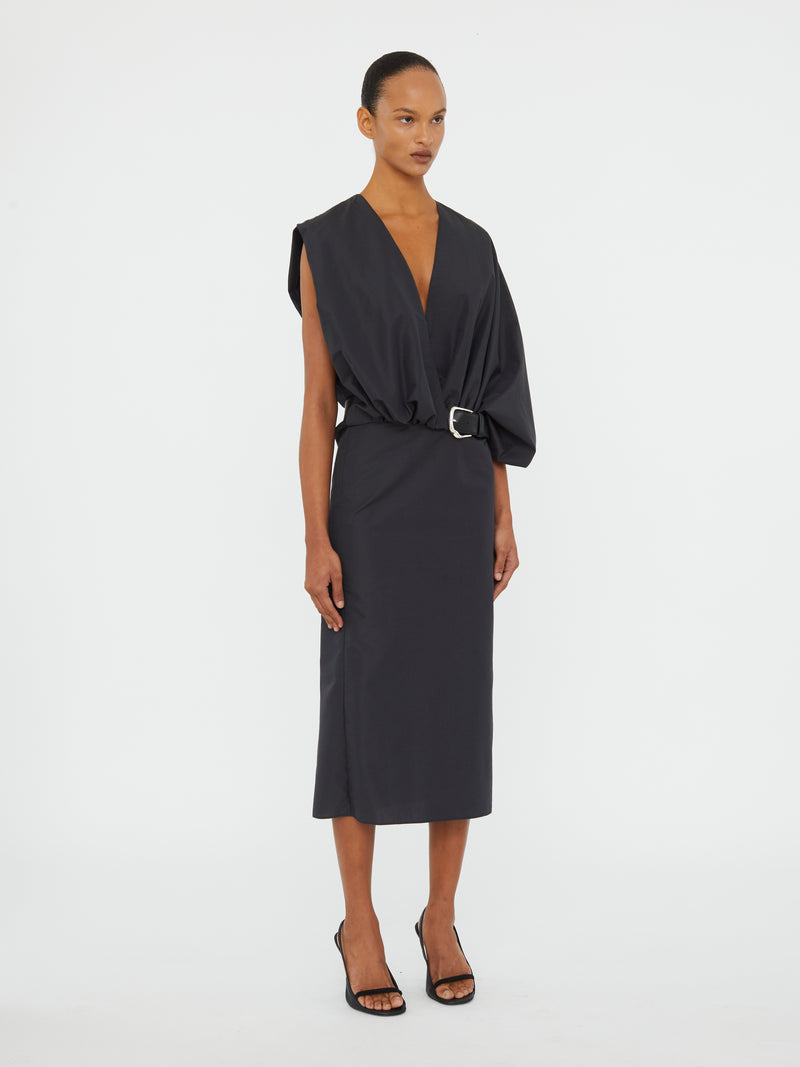 Swaddled Belted Taffeta Dress - Image 2