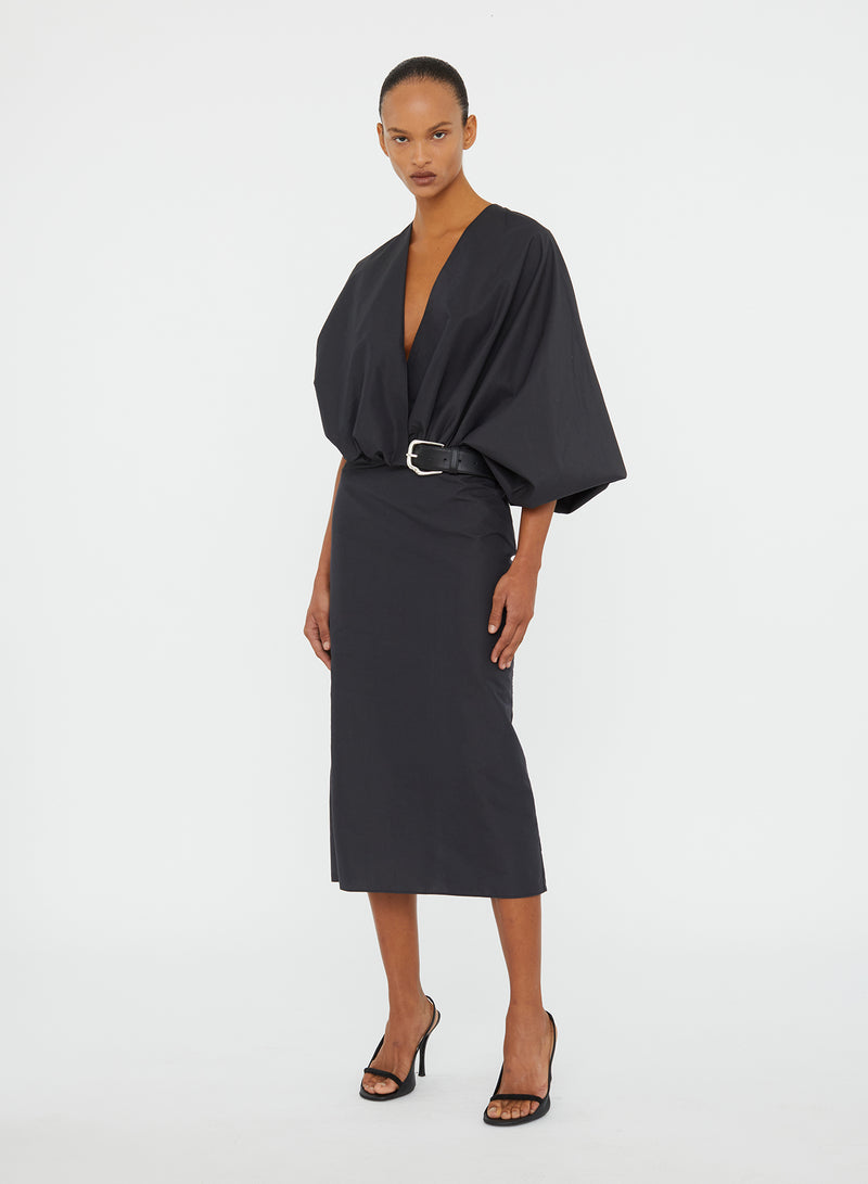 Swaddled Belted Taffeta Dress - Image 3