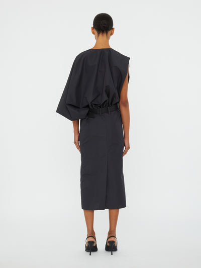 Swaddled Belted Taffeta Dress