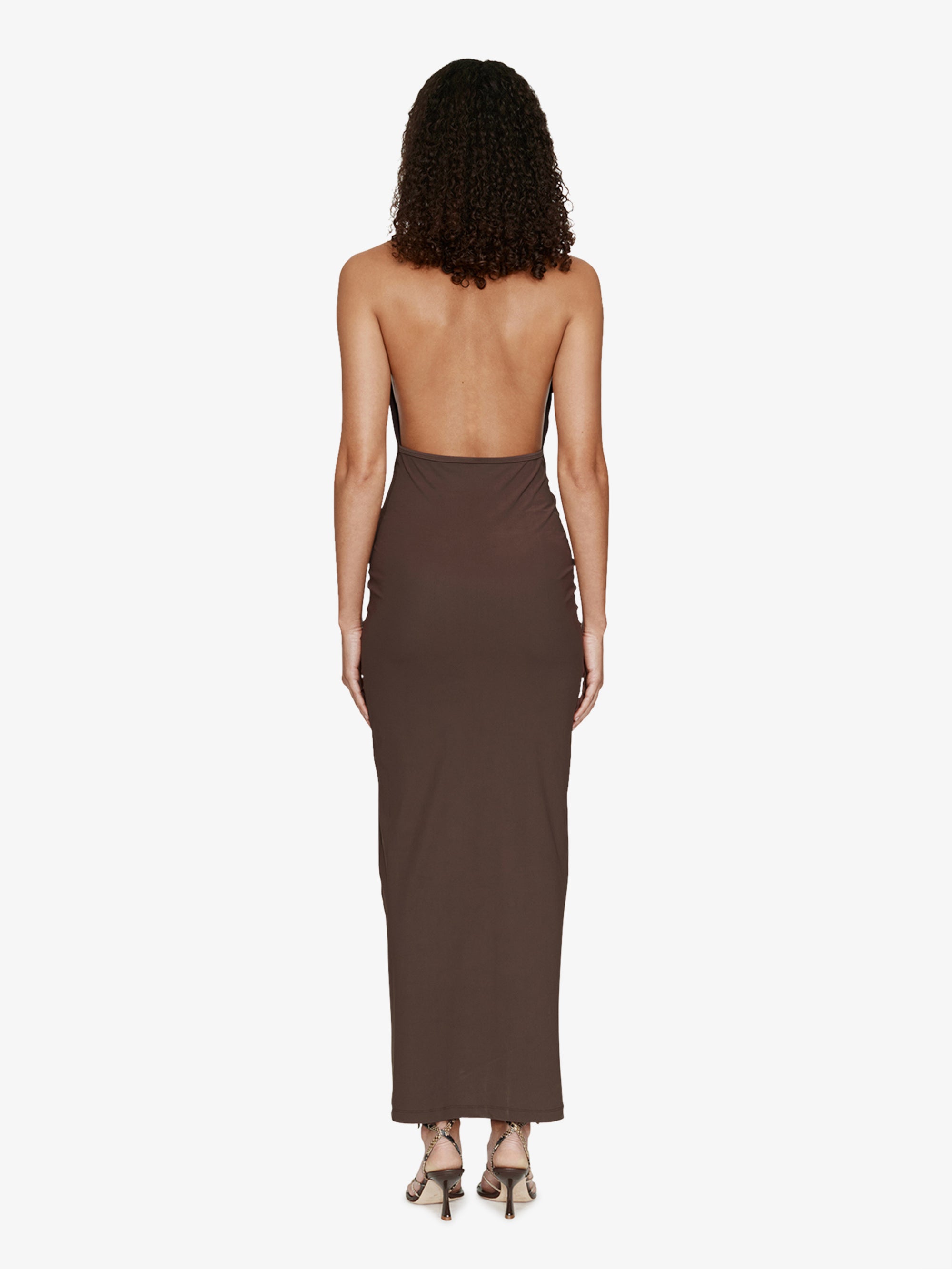Mineral Stone Ruched Halter Lycra Dress