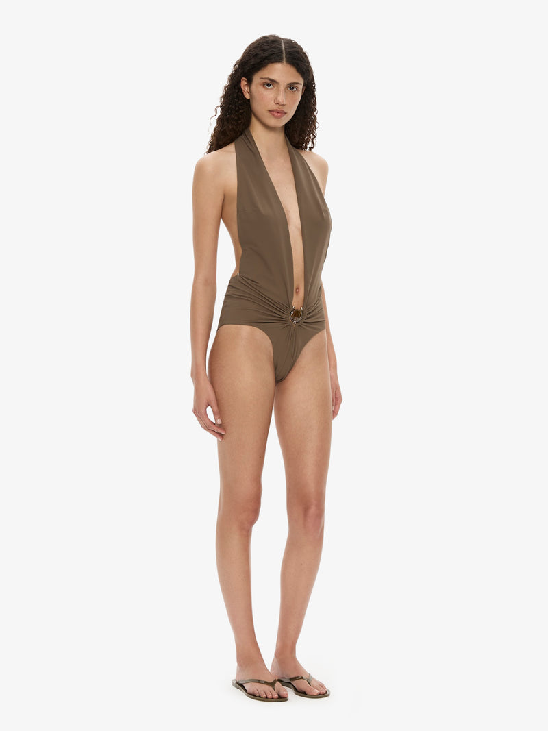 Mineral Stone Ruched Halter One Piece - Image 2