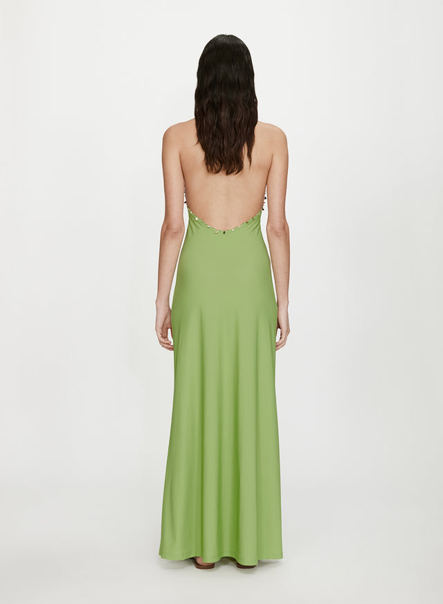Christopher Esber Beach Quartz Halter Lycra Dress in Green Size 6 Christopher Esber Beach Quartz Halter Lycra Dress in Green Size 6