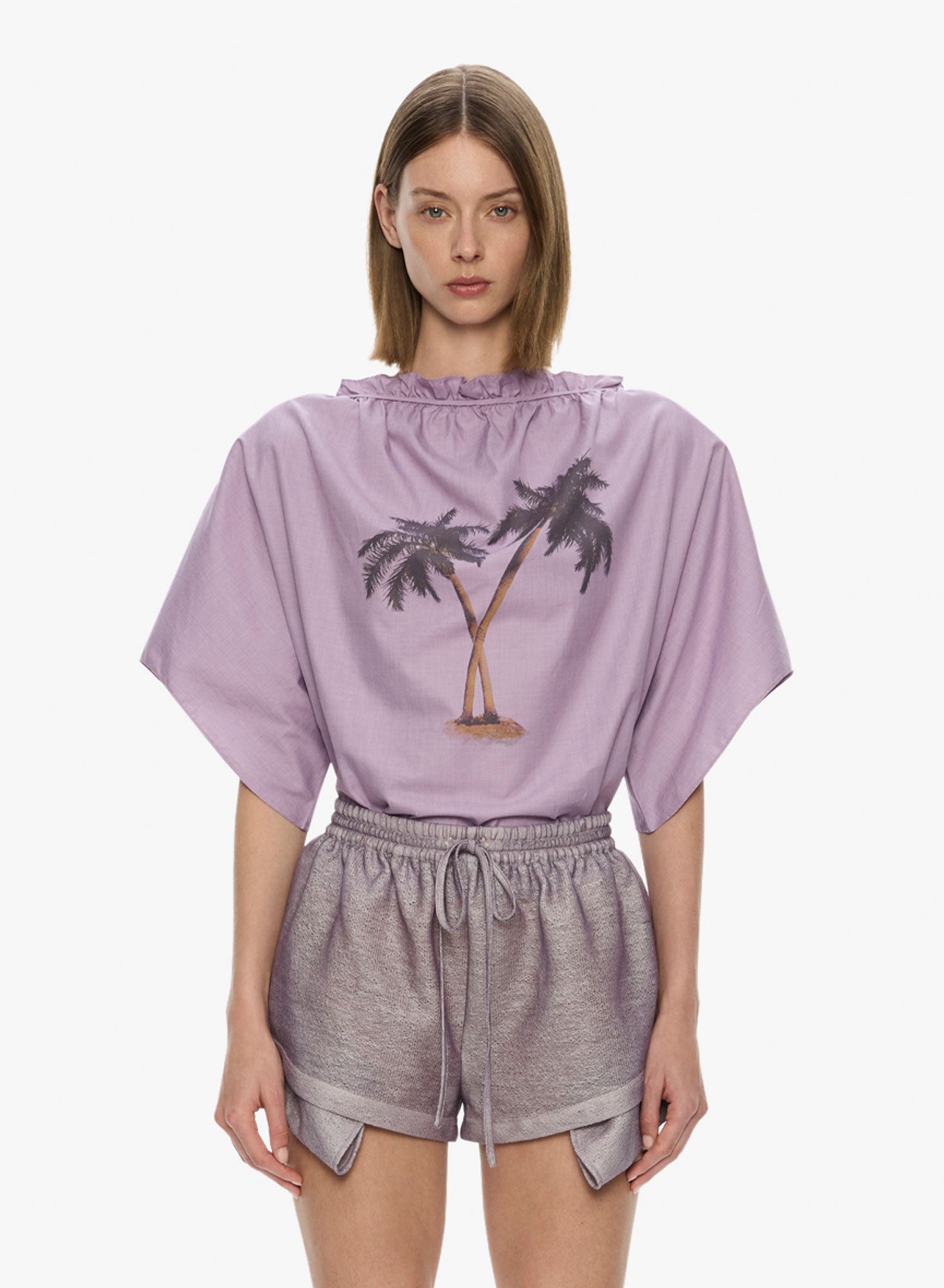 Mirage Palm Poplin Top