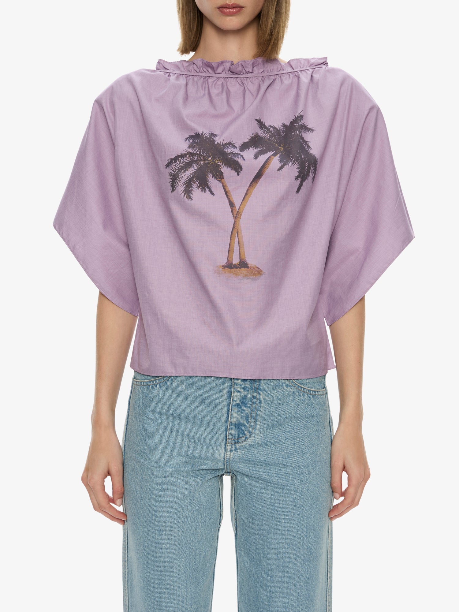 Mirage Palm Poplin Top