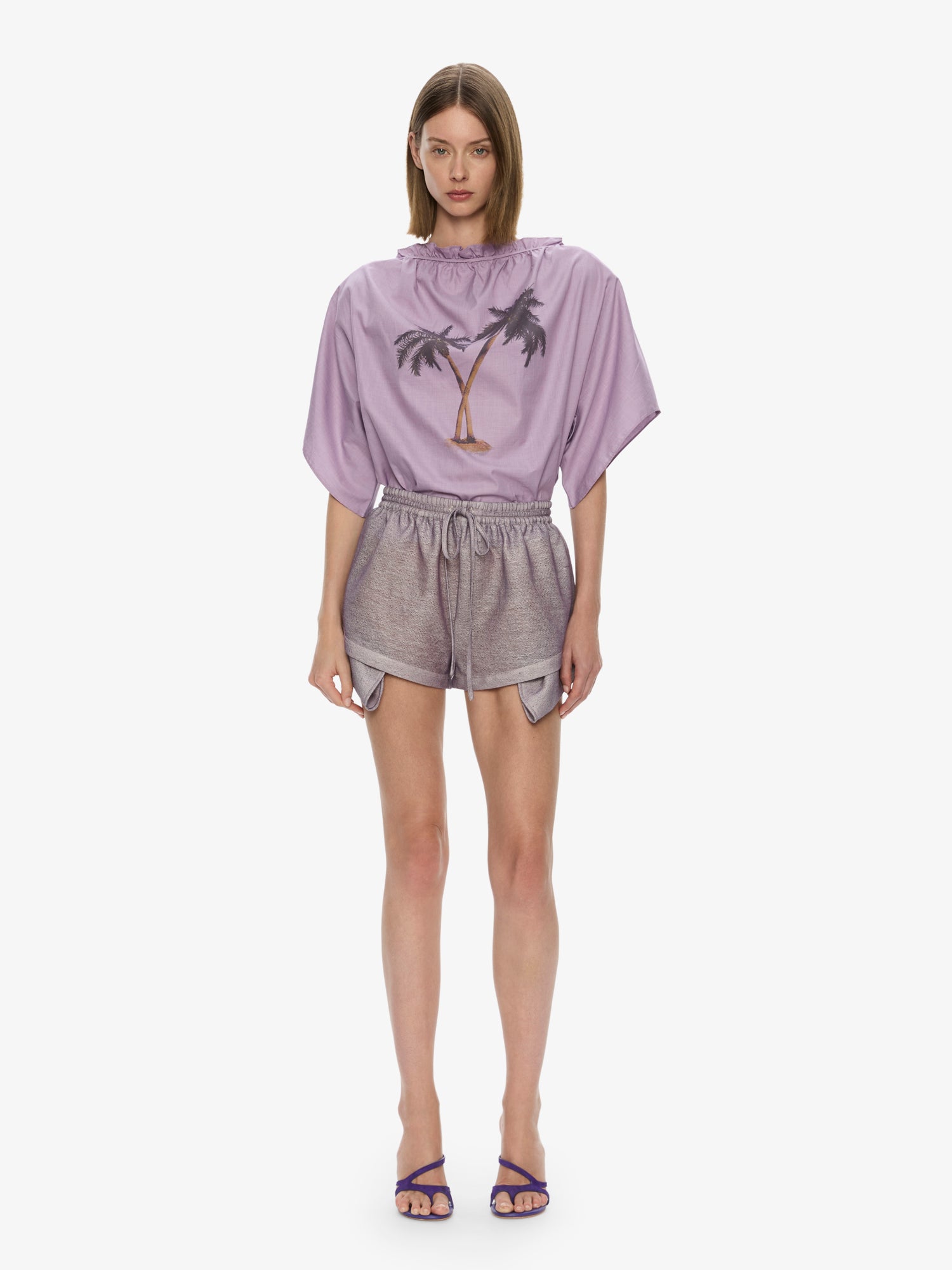 Mirage Palm Poplin Top