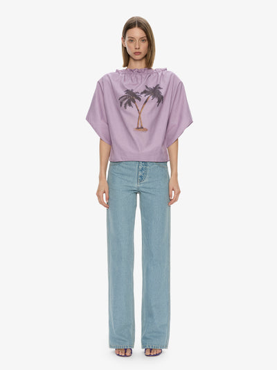 Mirage Palm Poplin Top