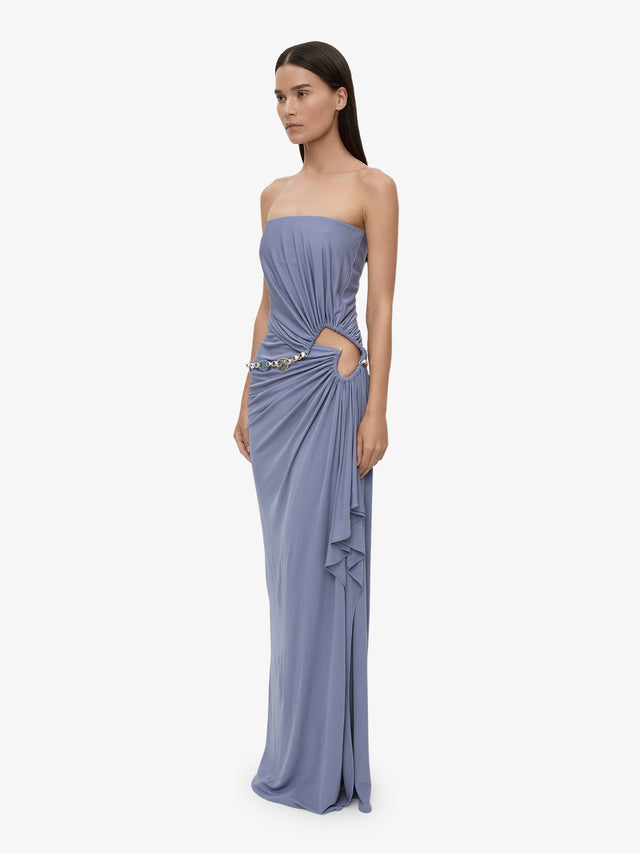 Crystal Cable Chain Strapless Gown