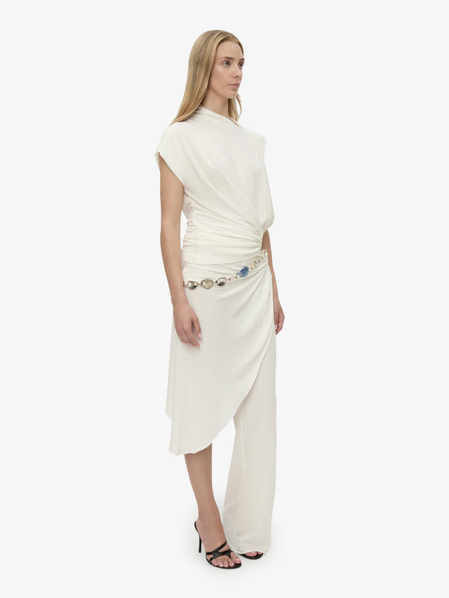 Crystal Cable Chain Draped Skirt Trouser