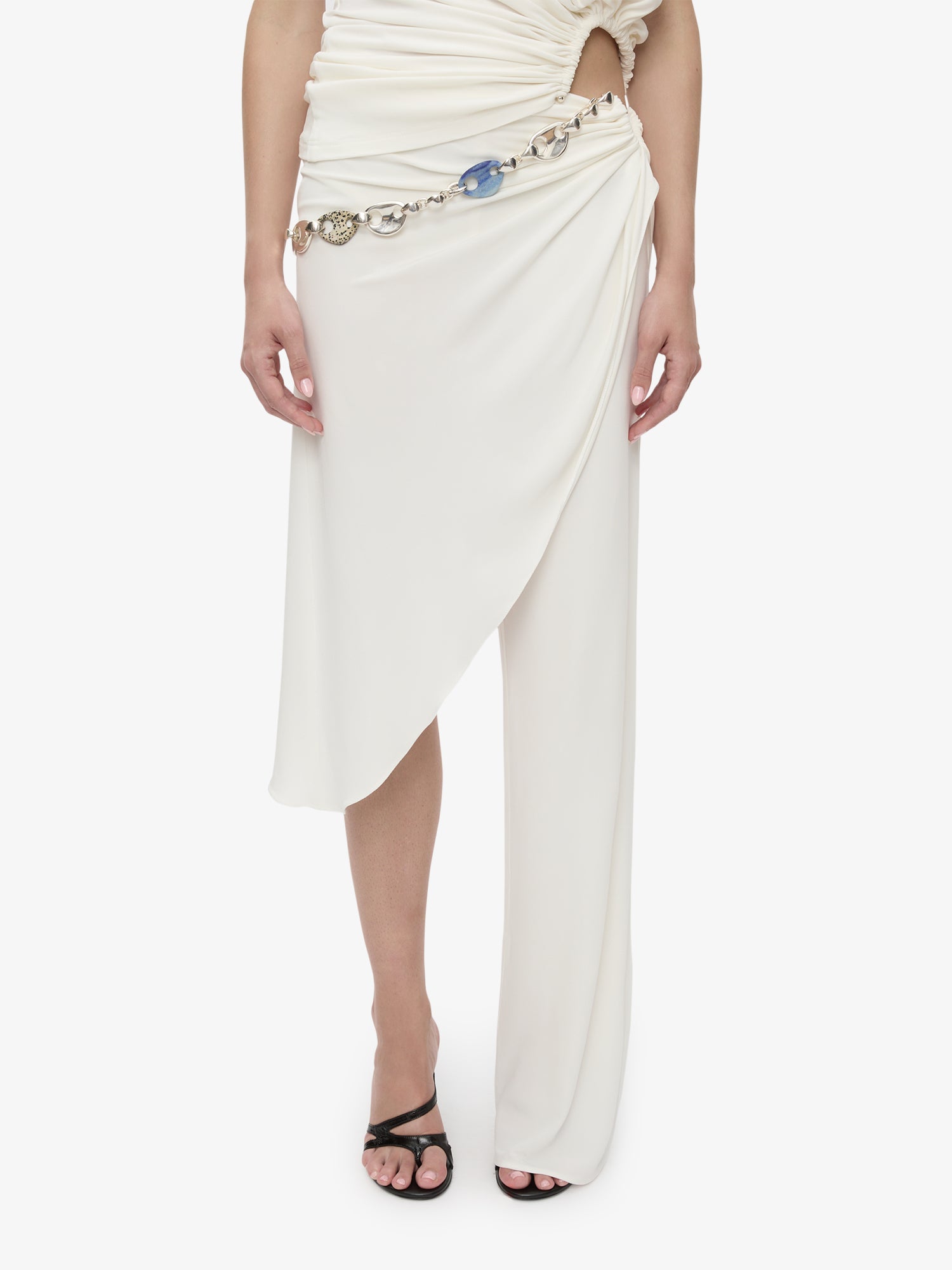 Crystal Cable Chain Draped Skirt Trouser