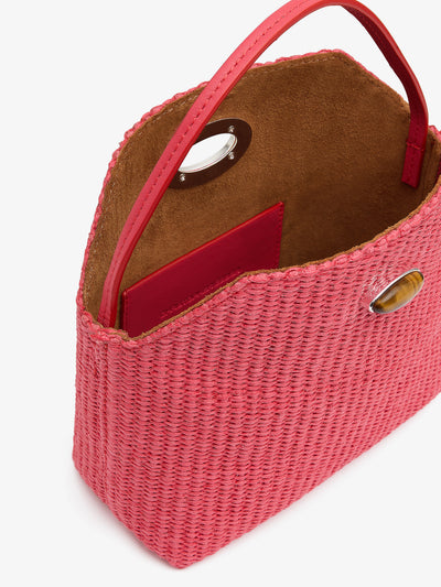 Turnlock Raffia Mini Bag