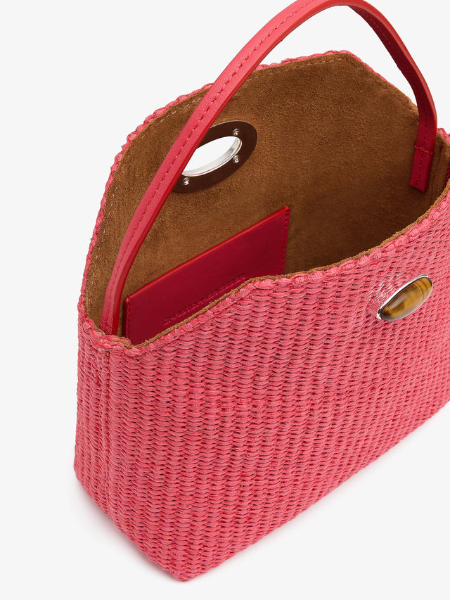 Turnlock Raffia Mini Bag