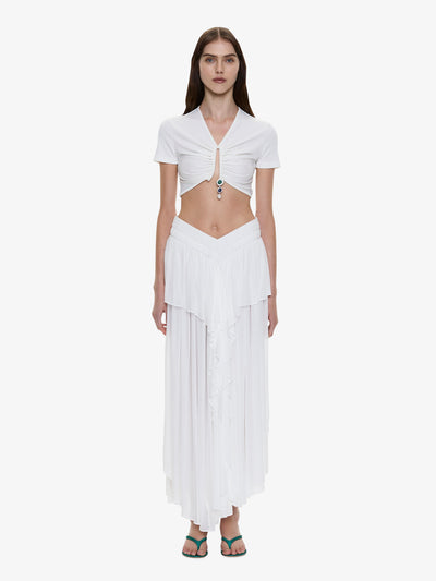 Droplet Crystal Pendant Ruched Tee