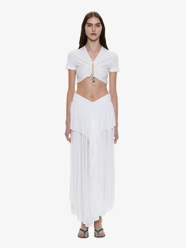 Droplet Crystal Pendant Ruched Tee