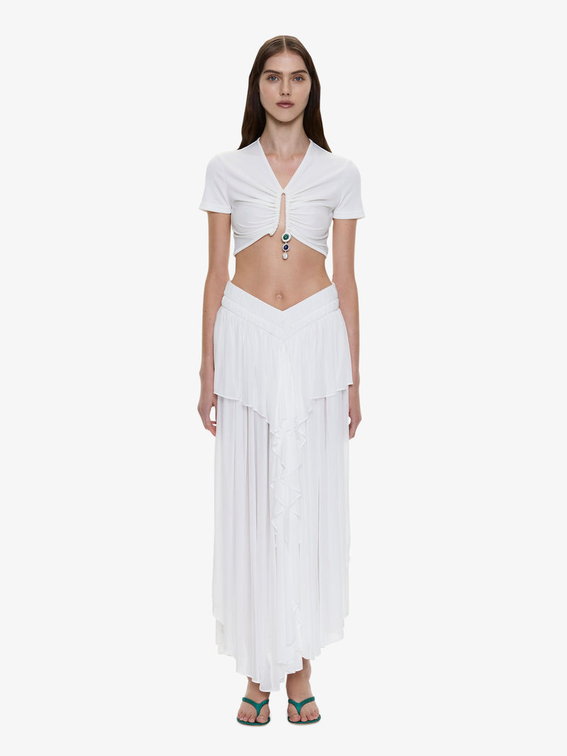 Droplet Crystal Pendant Ruched Tee - Image 2