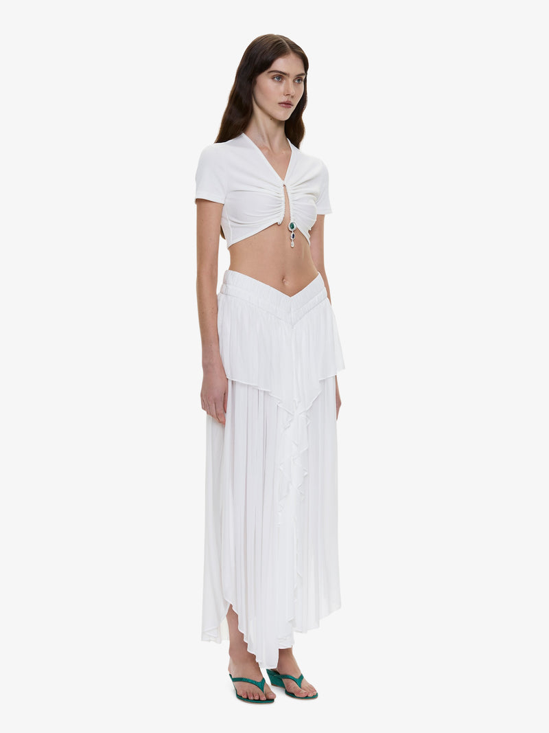 Droplet Crystal Pendant Ruched Tee - Image 3