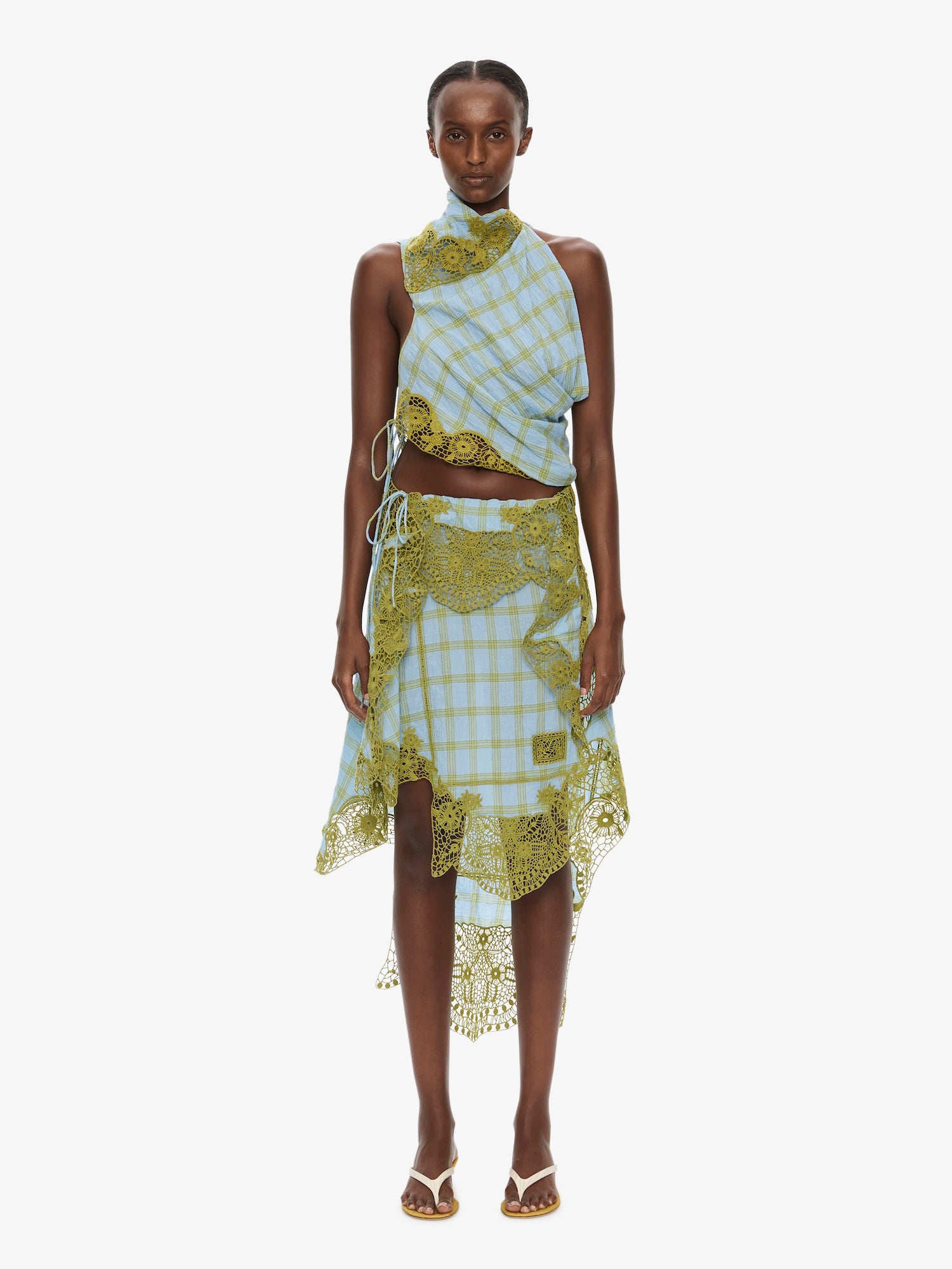 Embroidered Handkerchief Envelope Midi Skirt