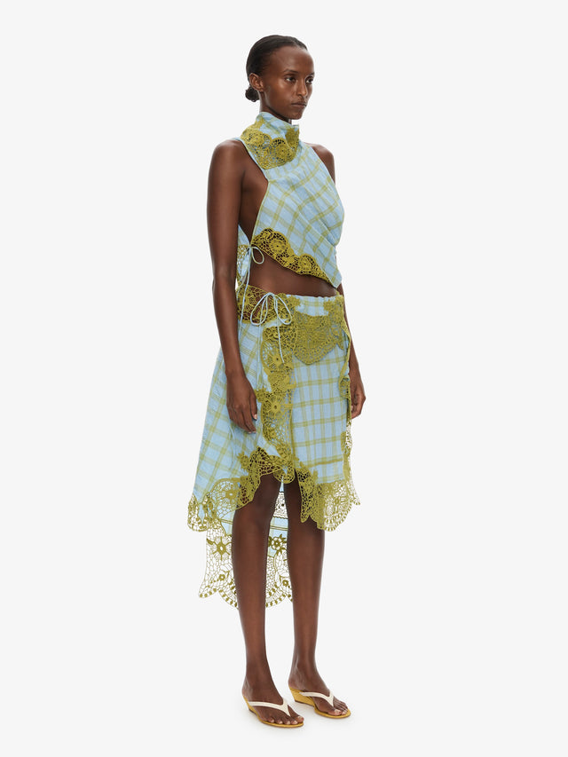 Embroidered Handkerchief Envelope Midi Skirt