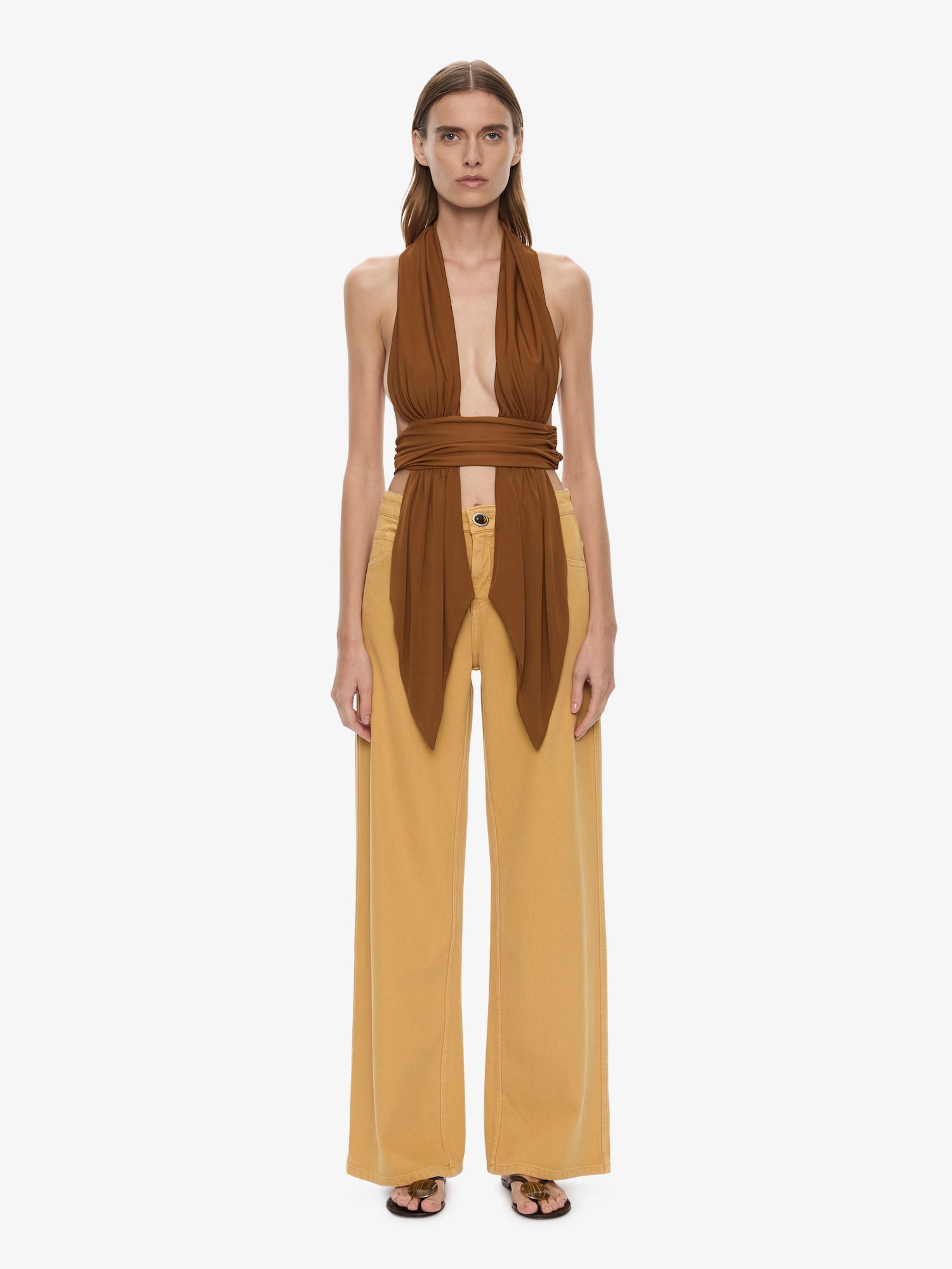Scarf Draped Halter Top