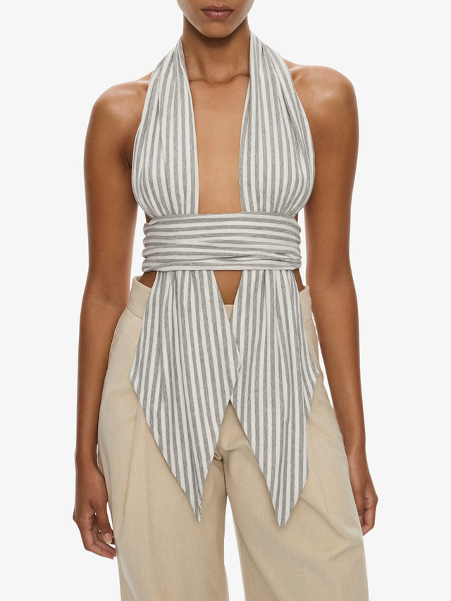 Scarf Draped Halter Top