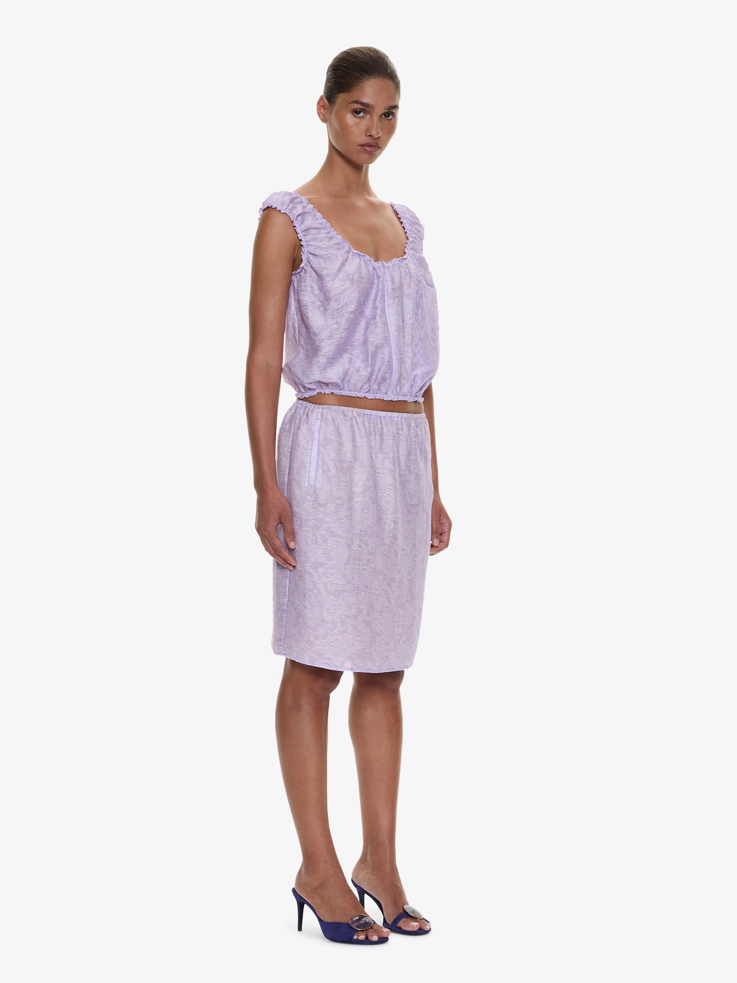 Light Leak Jacquard Zip Up Top
