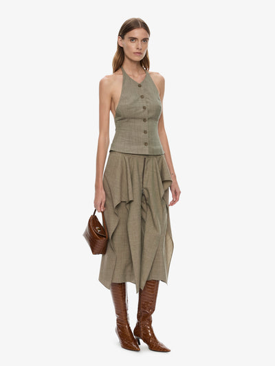 Tropical Wool Split Trouser Skirt