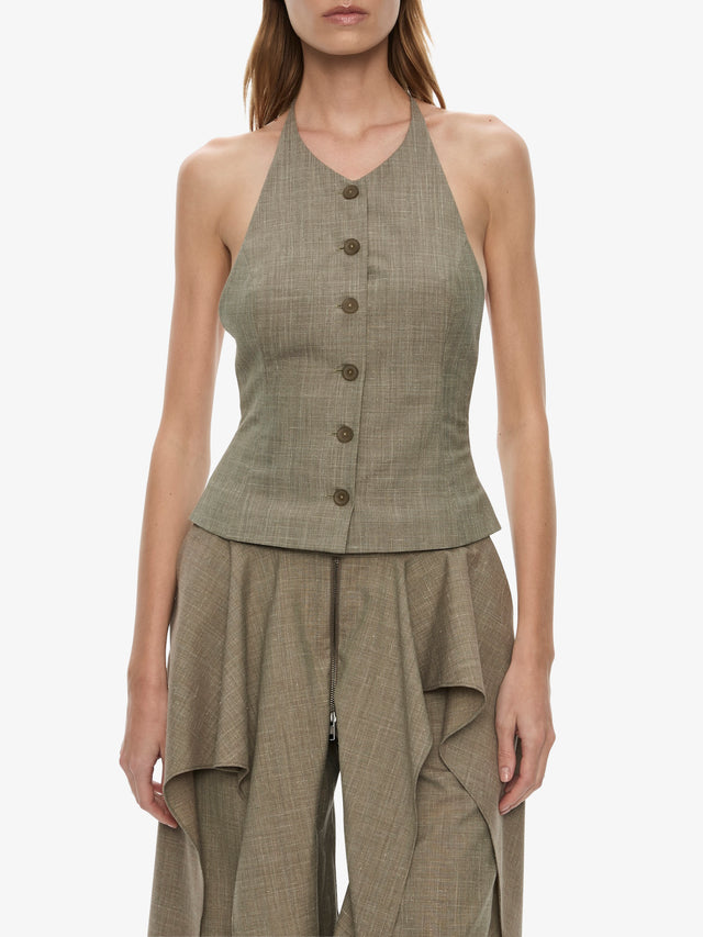 Tropical Wool Split Trouser Skirt