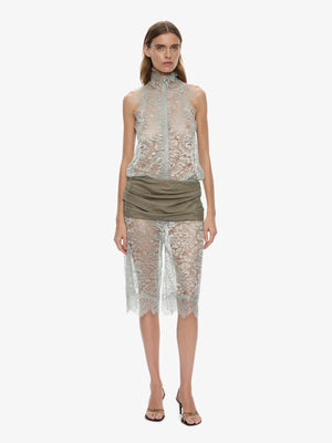 Moonlit Patina Lace Cummerbund Shorts