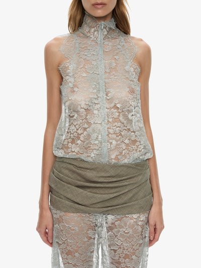 Moonlit Patina Lace Zipped One Piece