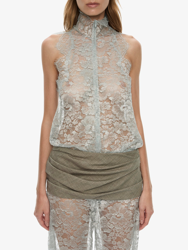 Moonlit Patina Lace Zipped One Piece