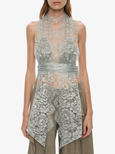 Moonlit Patina Lace Scarf Top