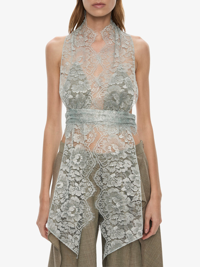 Moonlit Patina Lace Scarf Top