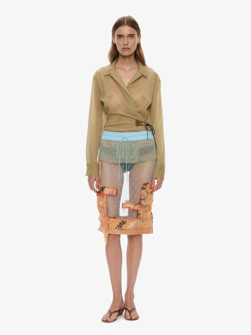Kirk Mottled Sheer Leather Tie Shirt - Image 2