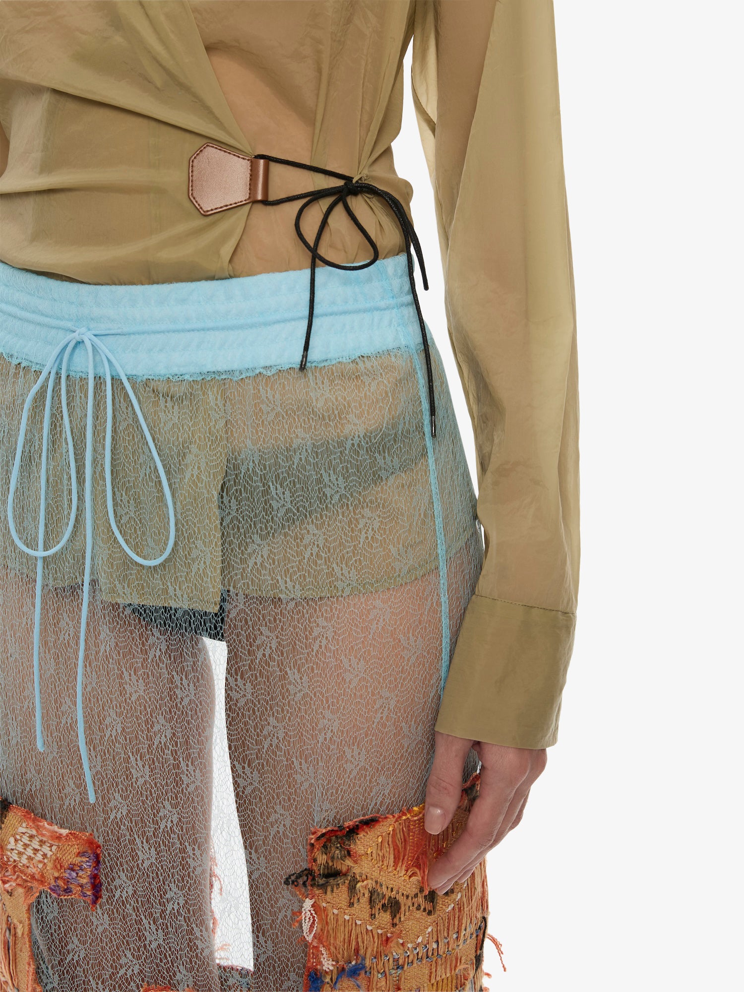 Kirk Mottled Sheer Leather Tie Shirt