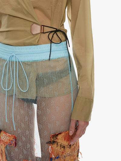 Kirk Mottled Sheer Leather Tie Shirt