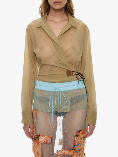 Kirk Mottled Sheer Leather Tie Shirt