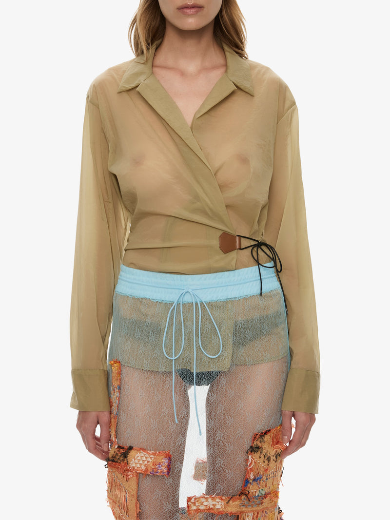 Kirk Mottled Sheer Leather Tie Shirt - Image 4